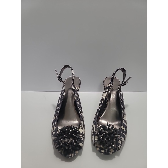 croft & barrow Shoes - Croft & Barrow Sling Back Size 8  Bow Black/White Chunky Retro Women Kitten Heel